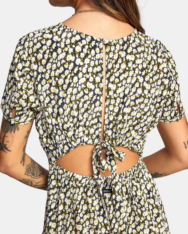 rvca black Dreamscape Midi Dress Women L888X1679 RVCA Clothing