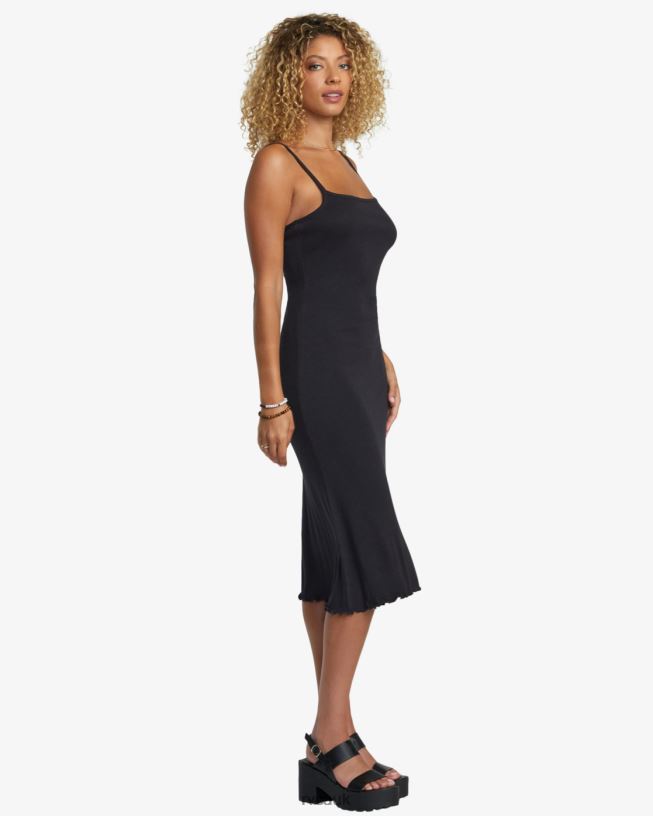 rvca black Slink Midi Dress Women L888X1226 RVCA Clothing
