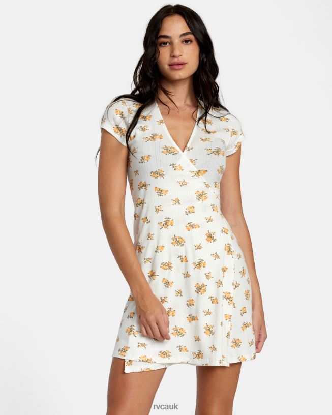 whisper white Maddy Pointelle Wrap Dress Women L888X1215 RVCA Clothing