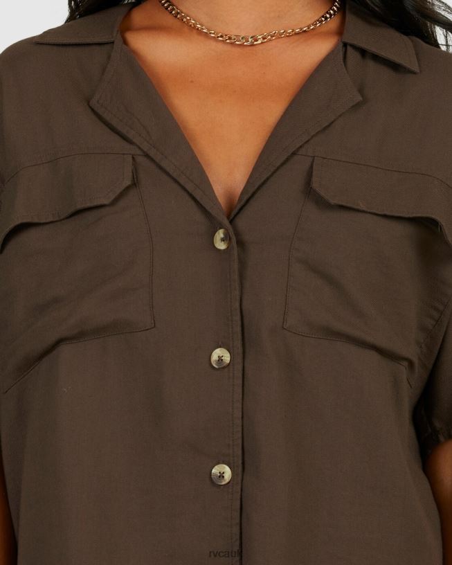 coffee CAFFEINATED OVERSHIRT Women L888X1343 RVCA Clothing