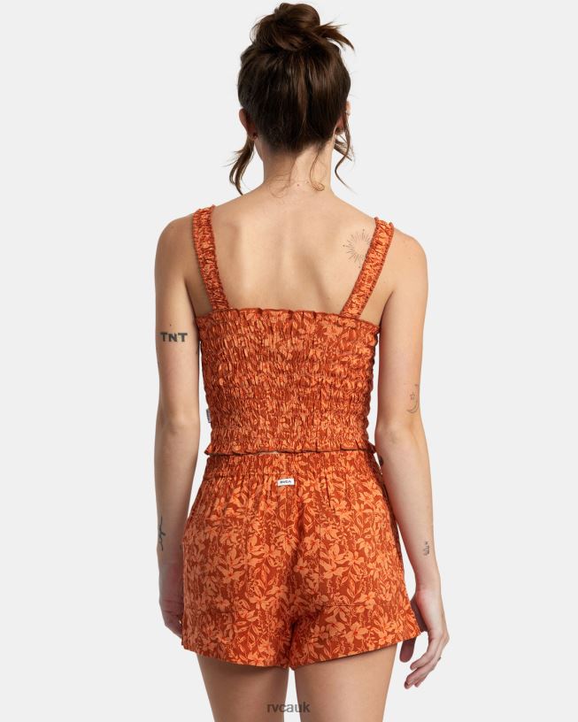 sandlewood Sawyer Print Elastic Waist Shorts Women L888X1421 RVCA Clothing