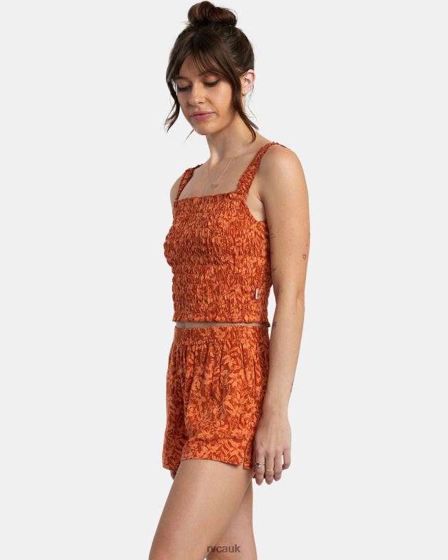 sandlewood Sawyer Print Elastic Waist Shorts Women L888X1421 RVCA Clothing