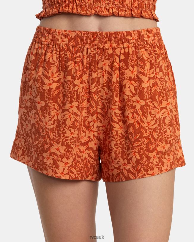 sandlewood Sawyer Print Elastic Waist Shorts Women L888X1421 RVCA Clothing