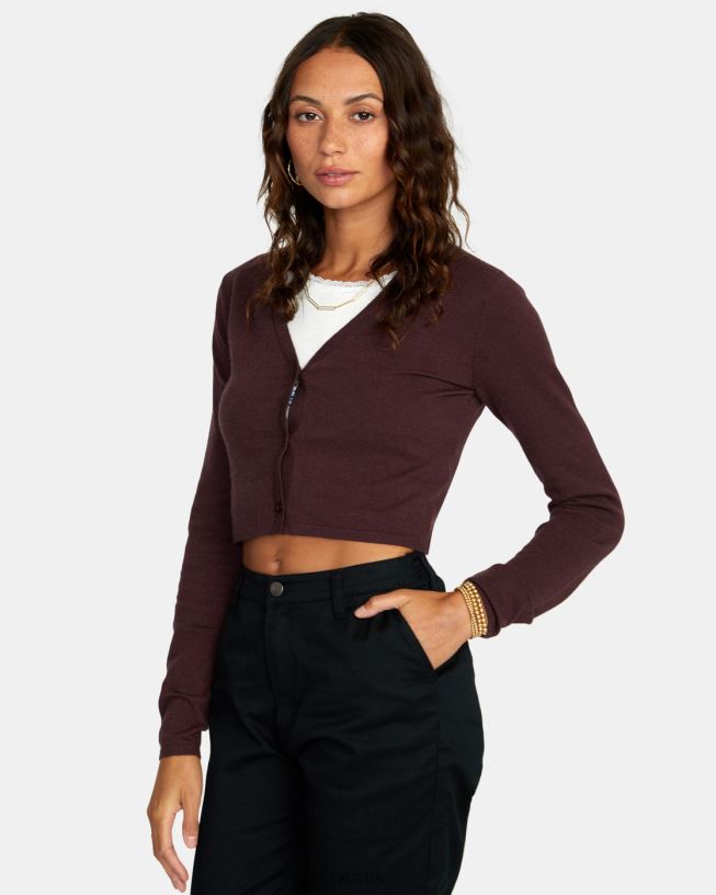 espresso School Dance Cropped Cardigan Sweater Women L888X1666 RVCA Clothing