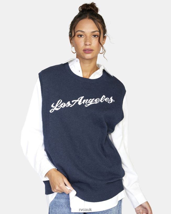 moody blue Hometown Sweater Vest Women L888X1576 RVCA Clothing