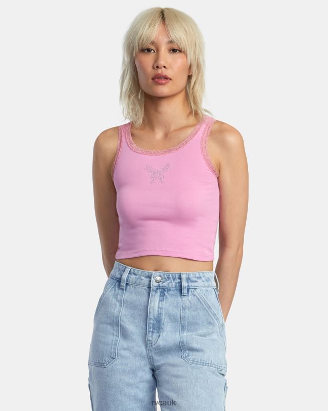 cyclamen Glitter Lace Tank Top Women L888X1361 RVCA Clothing
