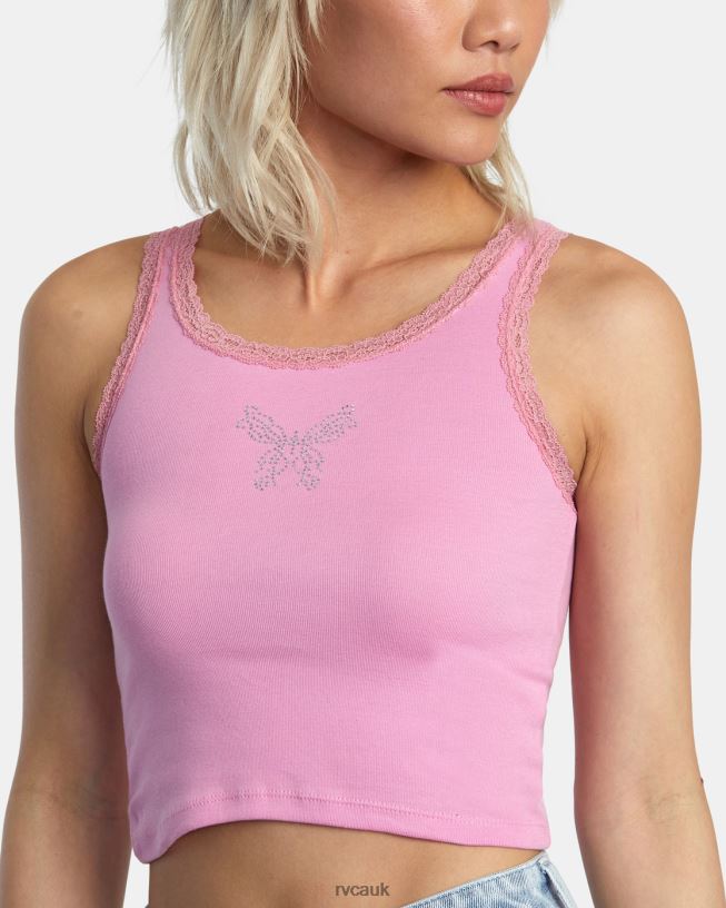 cyclamen Glitter Lace Tank Top Women L888X1361 RVCA Clothing