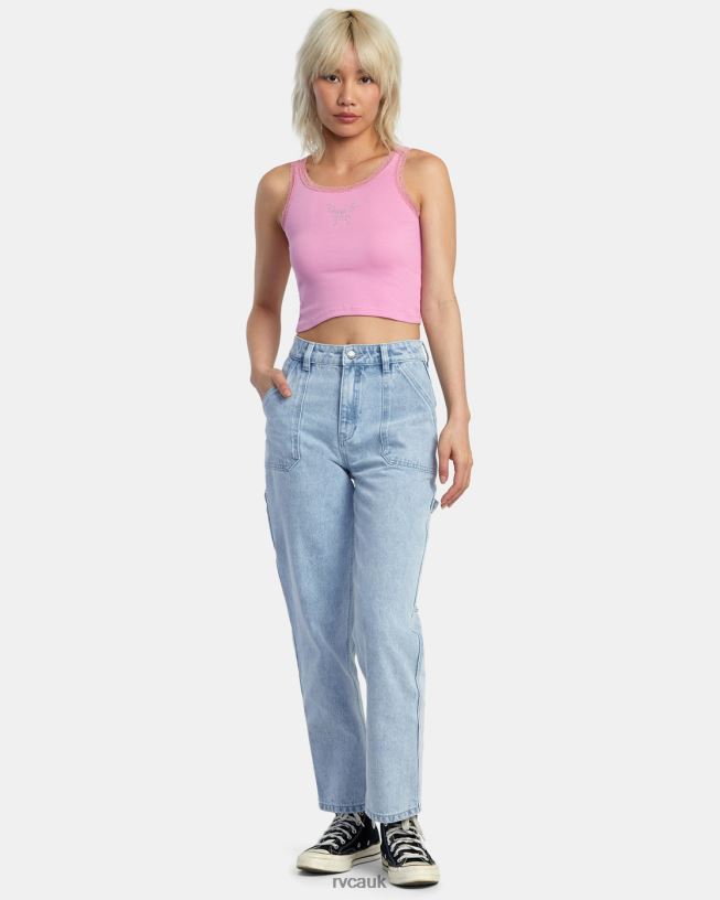 cyclamen Glitter Lace Tank Top Women L888X1361 RVCA Clothing