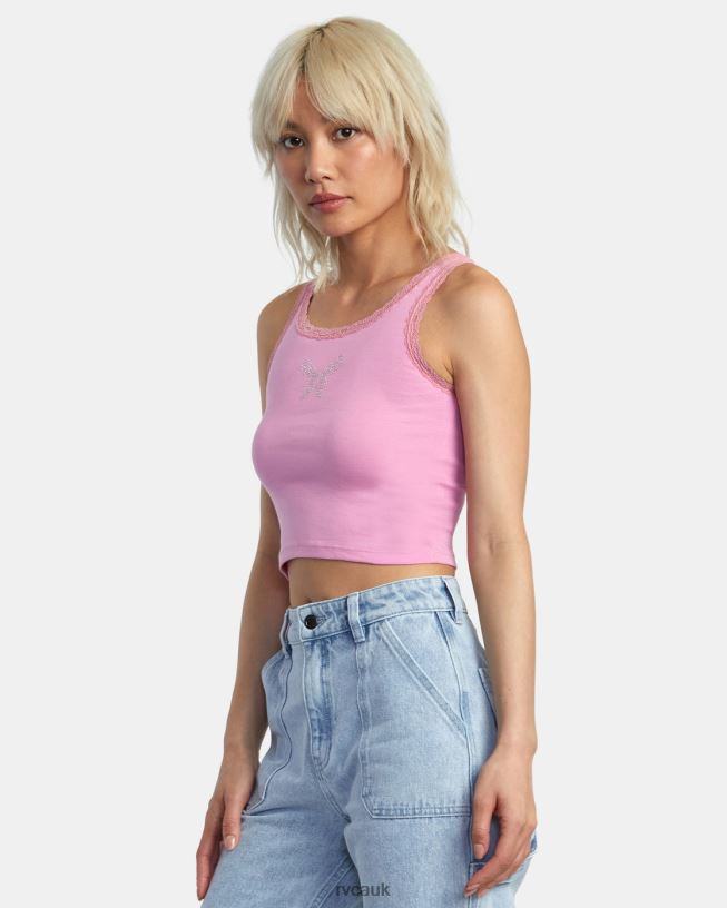 cyclamen Glitter Lace Tank Top Women L888X1361 RVCA Clothing