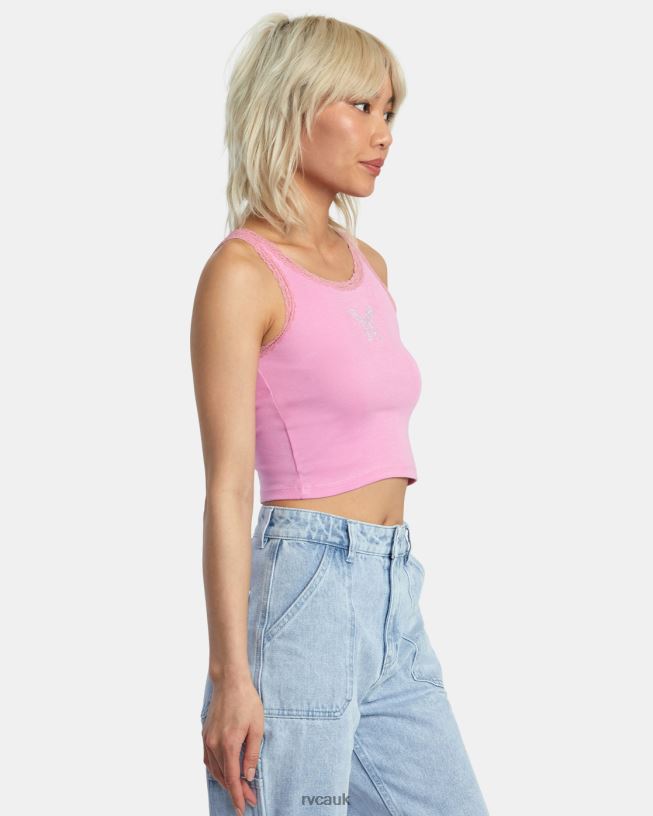 cyclamen Glitter Lace Tank Top Women L888X1361 RVCA Clothing