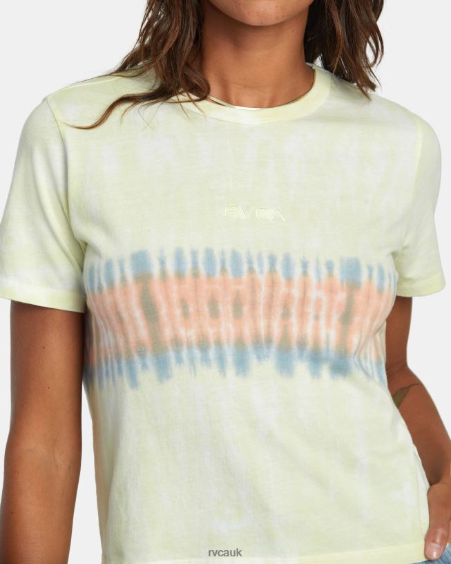 lemon Big Tie Dye Stripe T-Shirt Women L888X996 RVCA Clothing