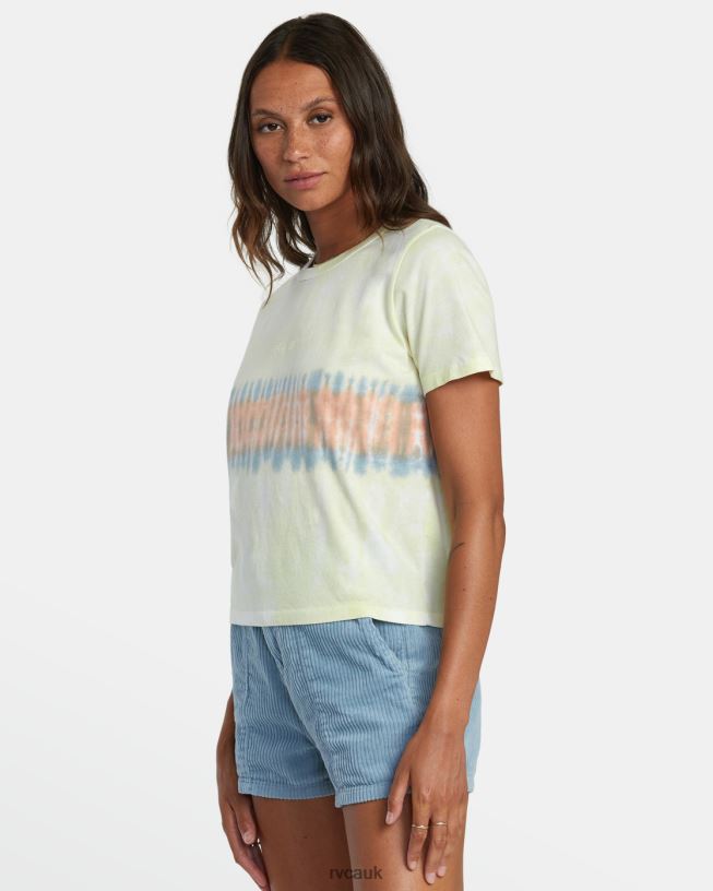 lemon Big Tie Dye Stripe T-Shirt Women L888X996 RVCA Clothing