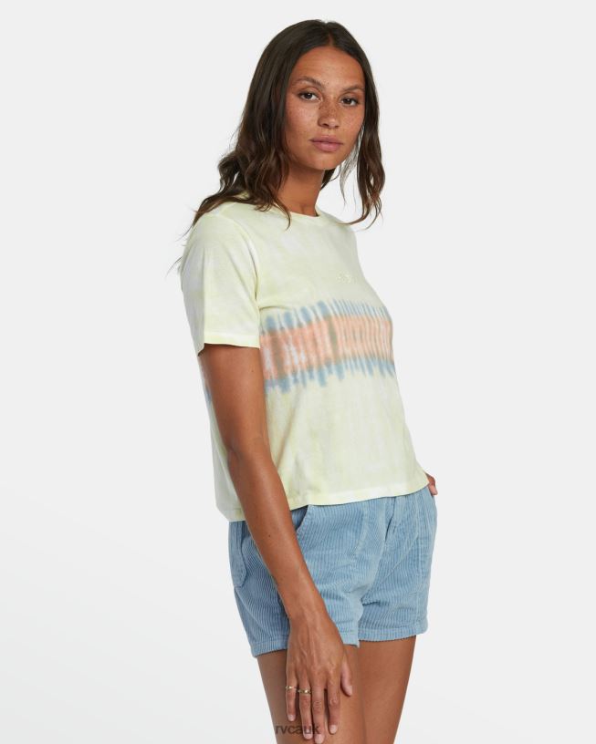 lemon Big Tie Dye Stripe T-Shirt Women L888X996 RVCA Clothing