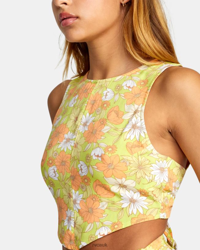 limeade Pamela Cropped Tank Top Women L888X1446 RVCA Clothing