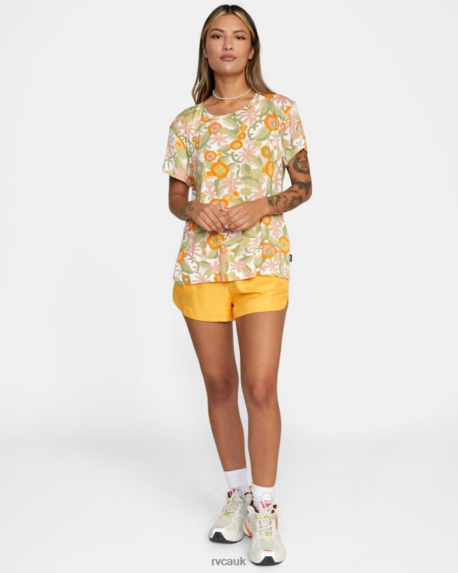 marigold Recess 3 Crewneck Tee Women L888X1339 RVCA Clothing
