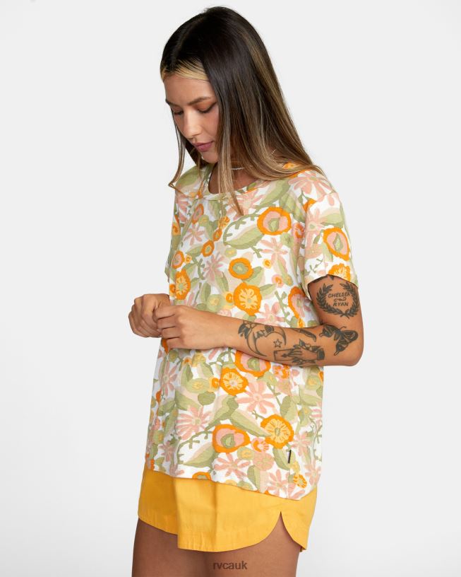 marigold Recess 3 Crewneck Tee Women L888X1339 RVCA Clothing