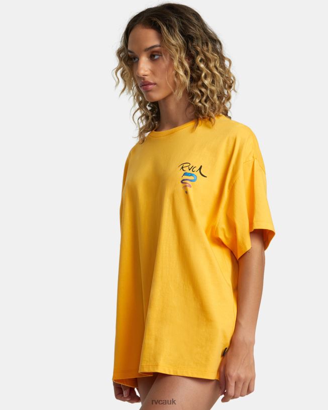 marigold Rose Machado Snake Tee Women L888X229 RVCA Clothing