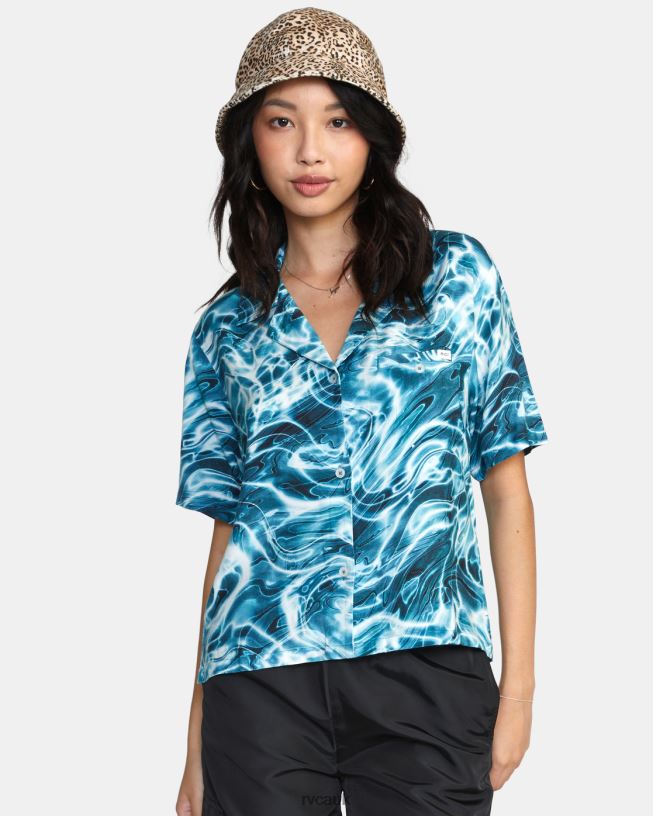 meadowbrook Wavy Button-Down Top Women L888X1705 RVCA Clothing