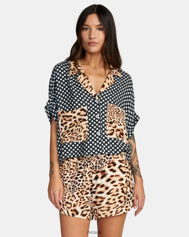 multi Speakeasy Button Down Top Women L888X1554 RVCA Clothing