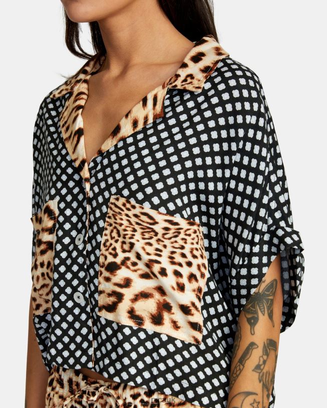 multi Speakeasy Button Down Top Women L888X1554 RVCA Clothing