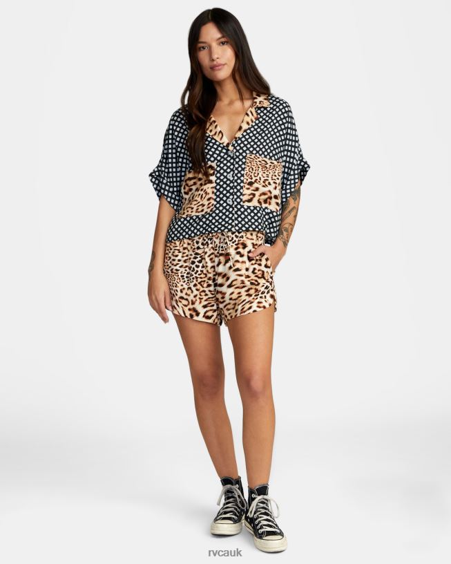 multi Speakeasy Button Down Top Women L888X1554 RVCA Clothing