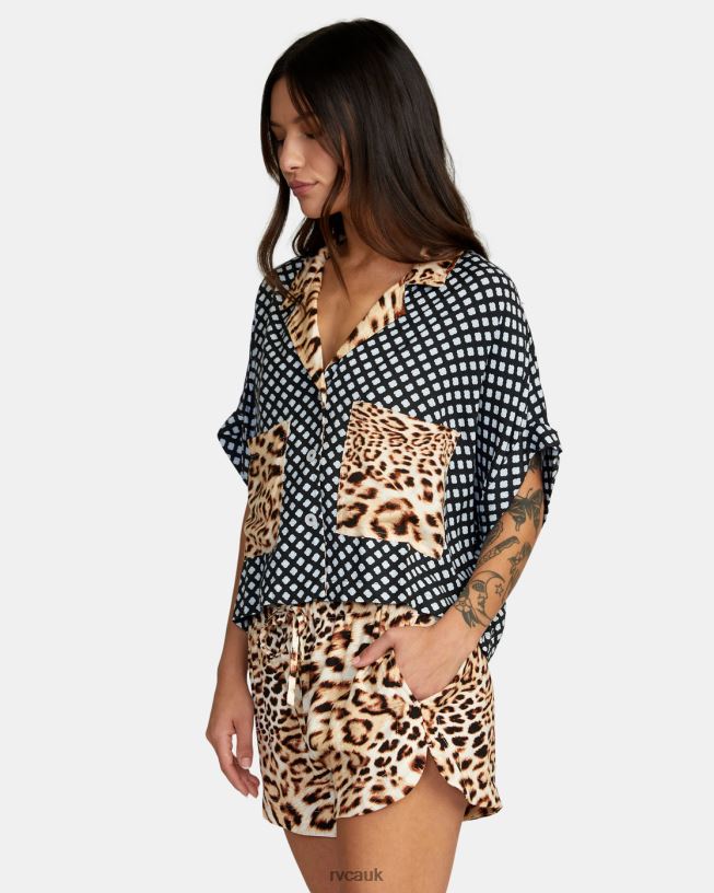 multi Speakeasy Button Down Top Women L888X1554 RVCA Clothing