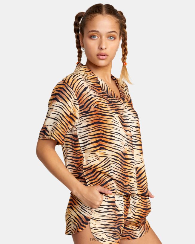 multi Wavy Button-Down Top Women L888X1477 RVCA Clothing