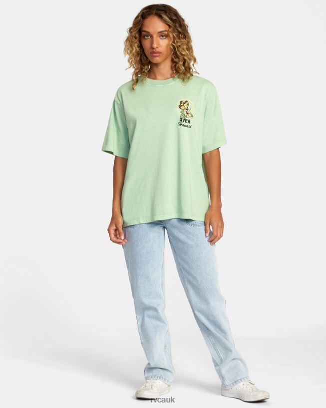 seafoam Hibiscus Hawaii Tee Women L888X240 RVCA Clothing