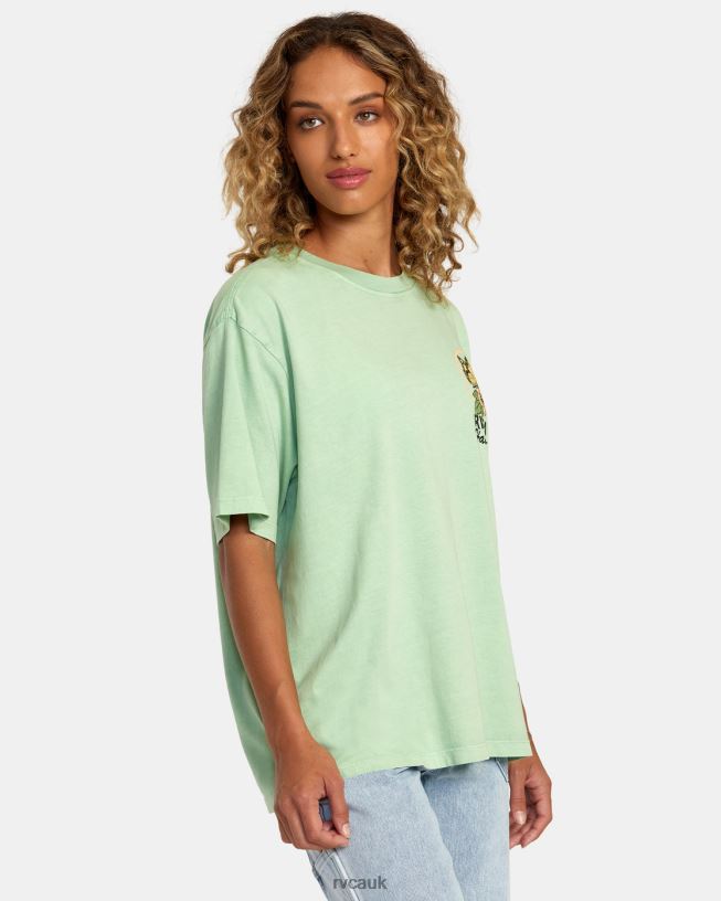 seafoam Hibiscus Hawaii Tee Women L888X240 RVCA Clothing