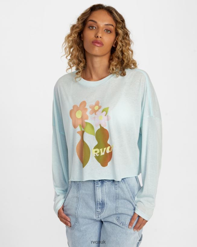 sky blue Vase Long Sleeve Tee Women L888X1245 RVCA Clothing