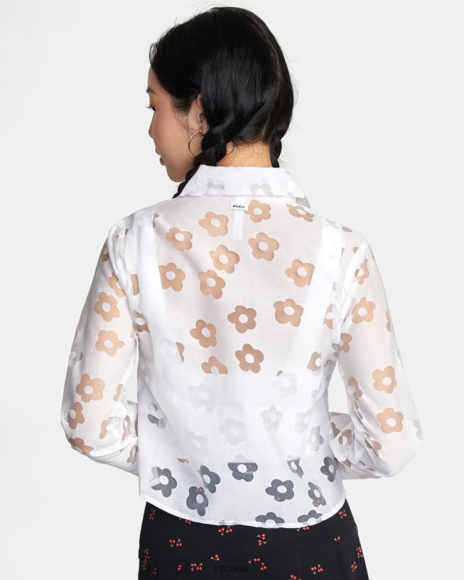 whisper white Jagger Long Sleeve Blouse Women L888X1494 RVCA Clothing