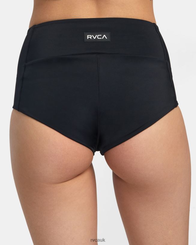 black VA Essential Solid High-Rise Cheeky Bottom Women L888X1306 RVCA Swim
