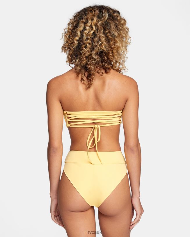gold High-Rise Cheeky Bikini Bottoms Women L888X1698 RVCA Swim