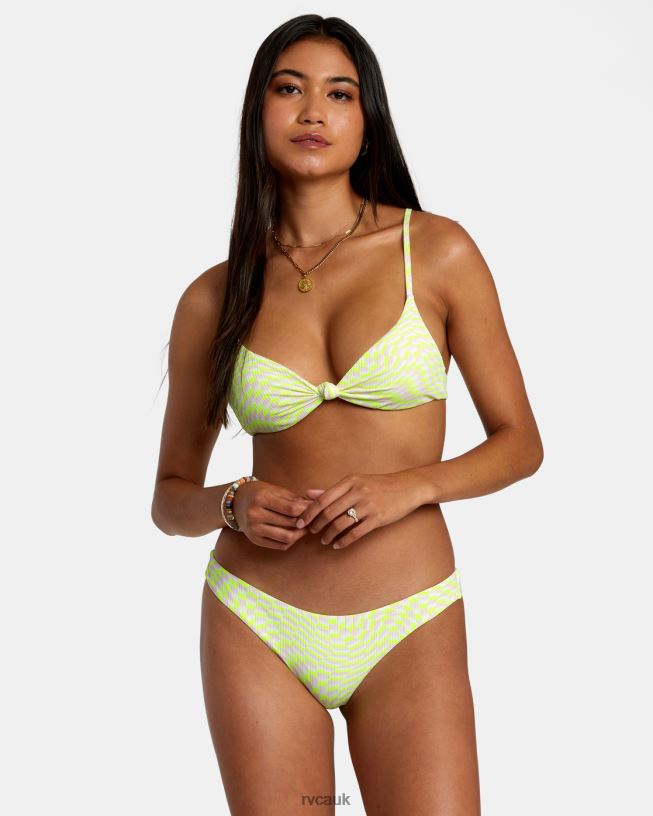 pink Swirl Grid Eco Rib Cheeky Bikini Bottoms Women L888X1112 RVCA Swim