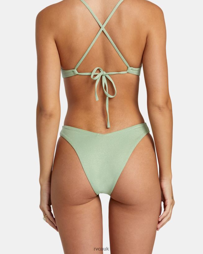 seafoam Solid Lurex High Leg Bikini Bottoms Women L888X1146 RVCA Swim