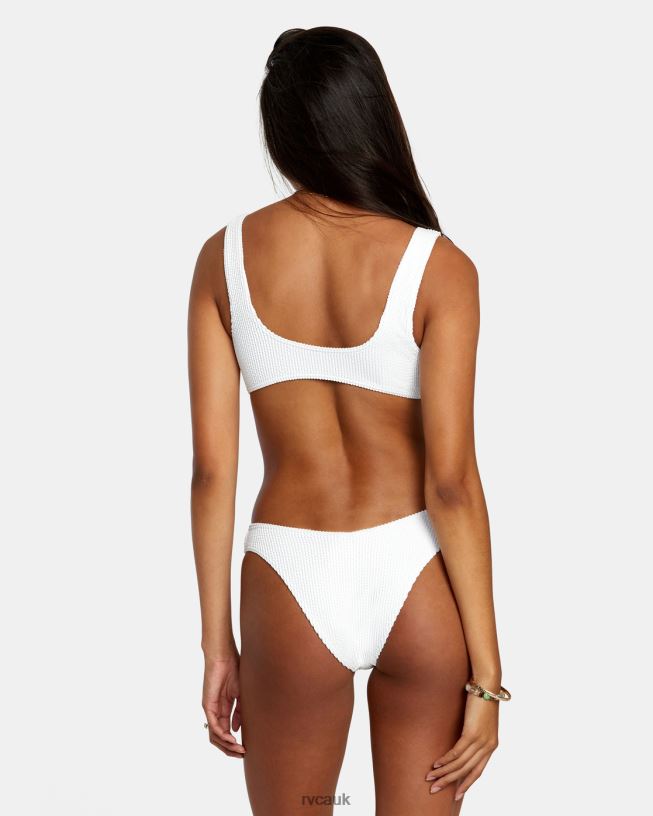 whisper white Grooves Texture High Leg Bikini Bottoms Women L888X1181 RVCA Swim