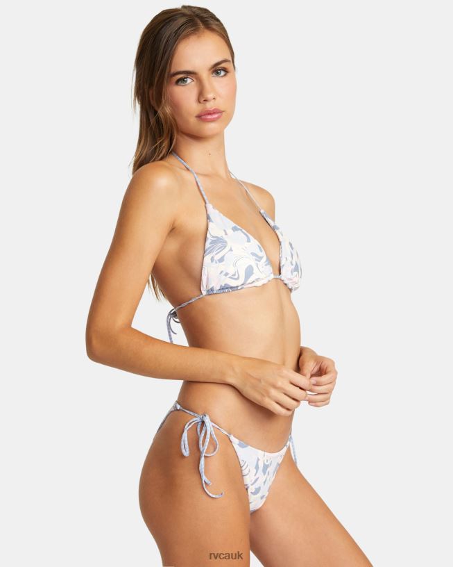 ash blue Gingham Reversible Seam Triangle Bikini Top Women L888X1503 RVCA Swim
