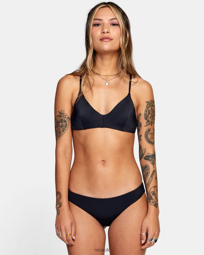 black Solid Crossback Bikini Top Women L888X1097 RVCA Swim