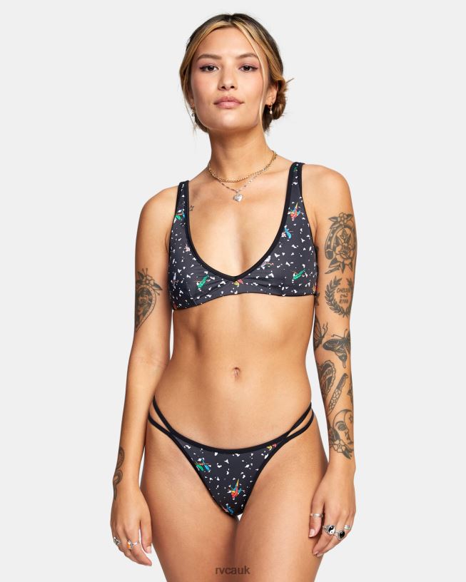rvca black LP x KLW Uncaged Bralette Bikini Top Women L888X1684 RVCA Swim