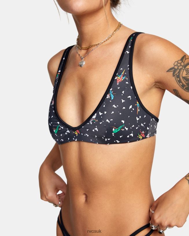 rvca black LP x KLW Uncaged Bralette Bikini Top Women L888X1684 RVCA Swim