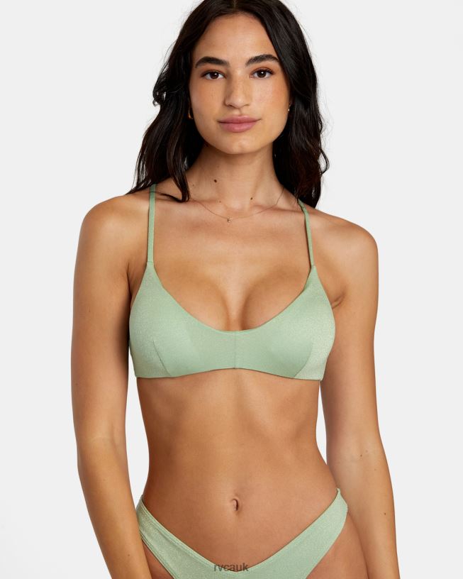 seafoam Solid Lurex Crossback Bikini Top Women L888X1150 RVCA Swim