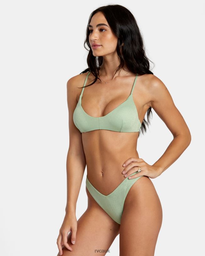 seafoam Solid Lurex Crossback Bikini Top Women L888X1150 RVCA Swim